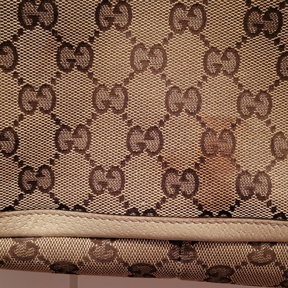 Authentic Gucci GG Canvas Leather Beige/White Tote Bag - Picture 16 of 16